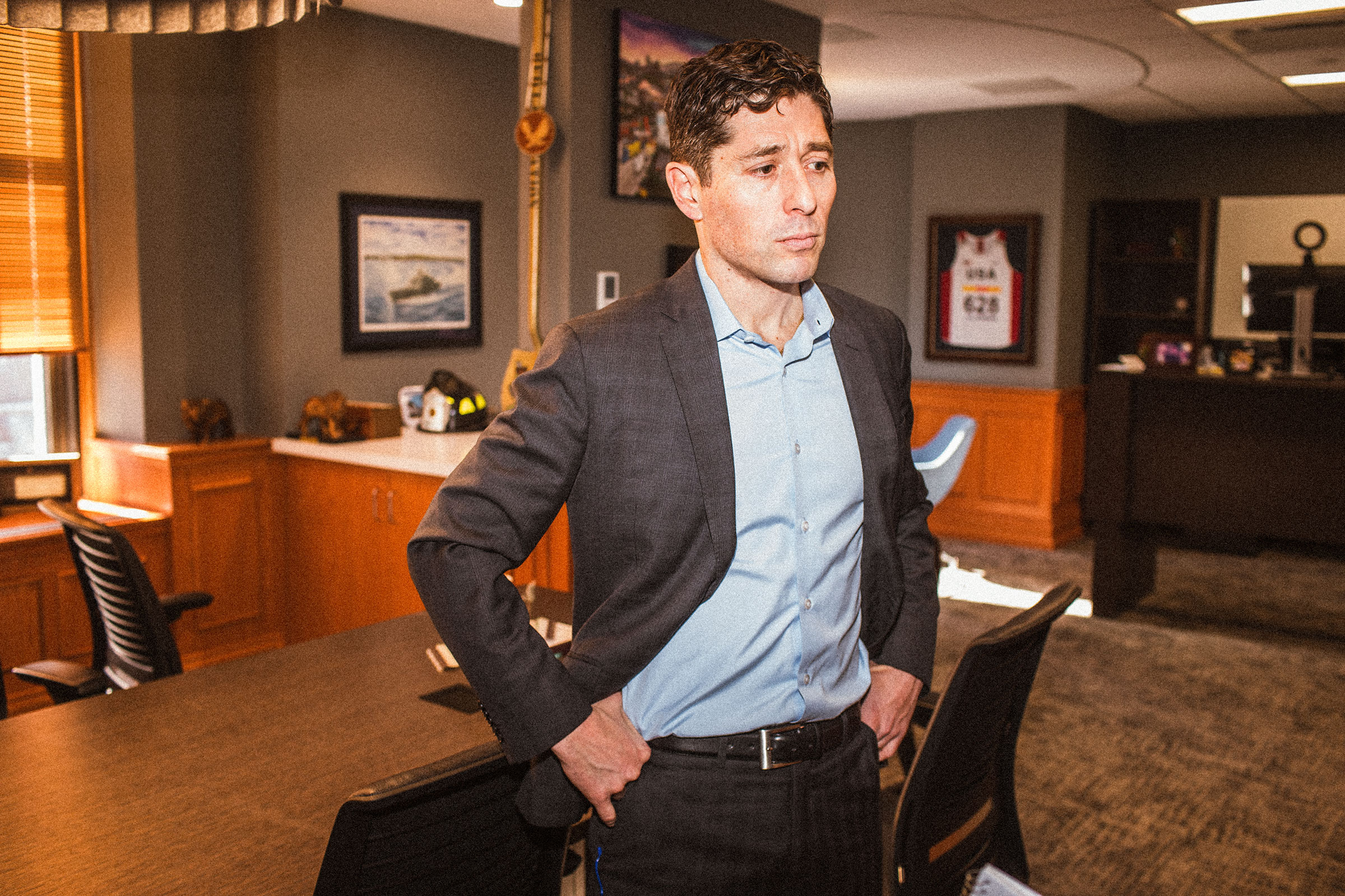 Mayor Jacob Frey at his office in City Hall; Minneapolis, Minnesota, Jan. 26, 2026. Erin Trieb for TIME