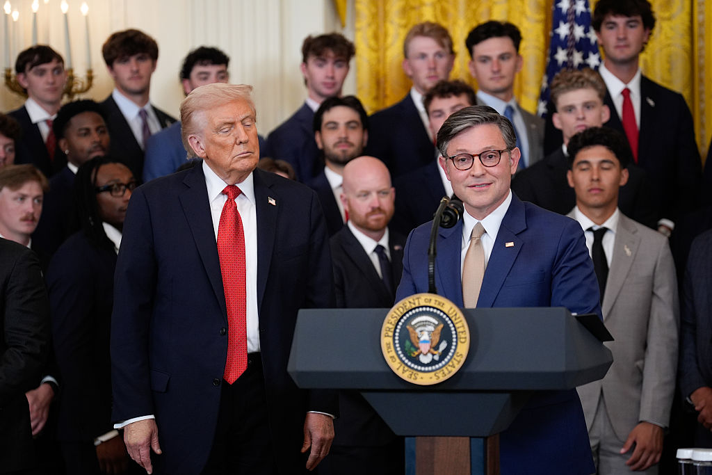 President Donald Trump, left, and House Speaker Mike Johnson