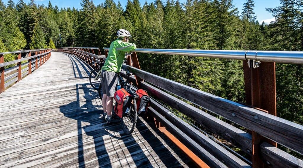 John enjoying the airy view from the Kinsol Trestle