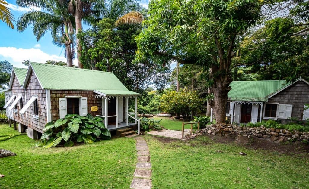 Some of the cabins at the Hermitage Plantation Inn on Nevis