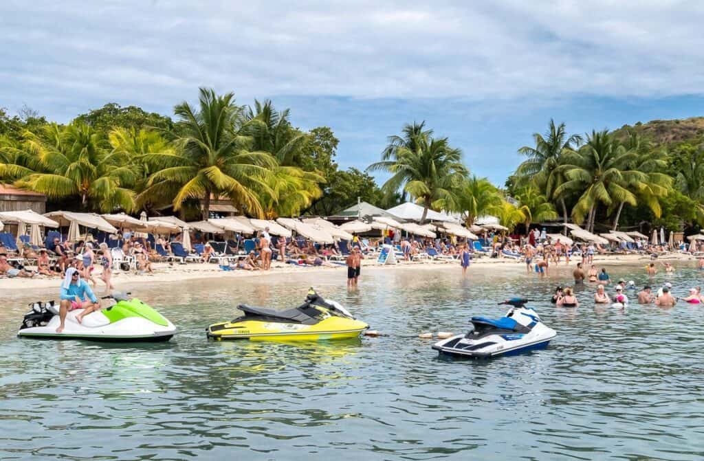 We took the water taxi to Nevis from Reggae Beach at Cockleshell Bay where cruise ship passengers often hang out