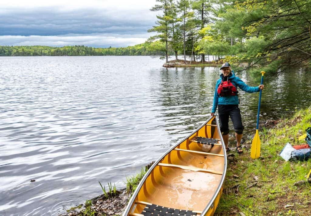 Finished the portage from Little Salmon Lake to Birch Lake and getting ready to canoe Birch Lake