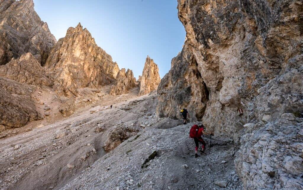 Hiking up to the Focaella de la Roa saddle - which can hold snow for a long time early in the season