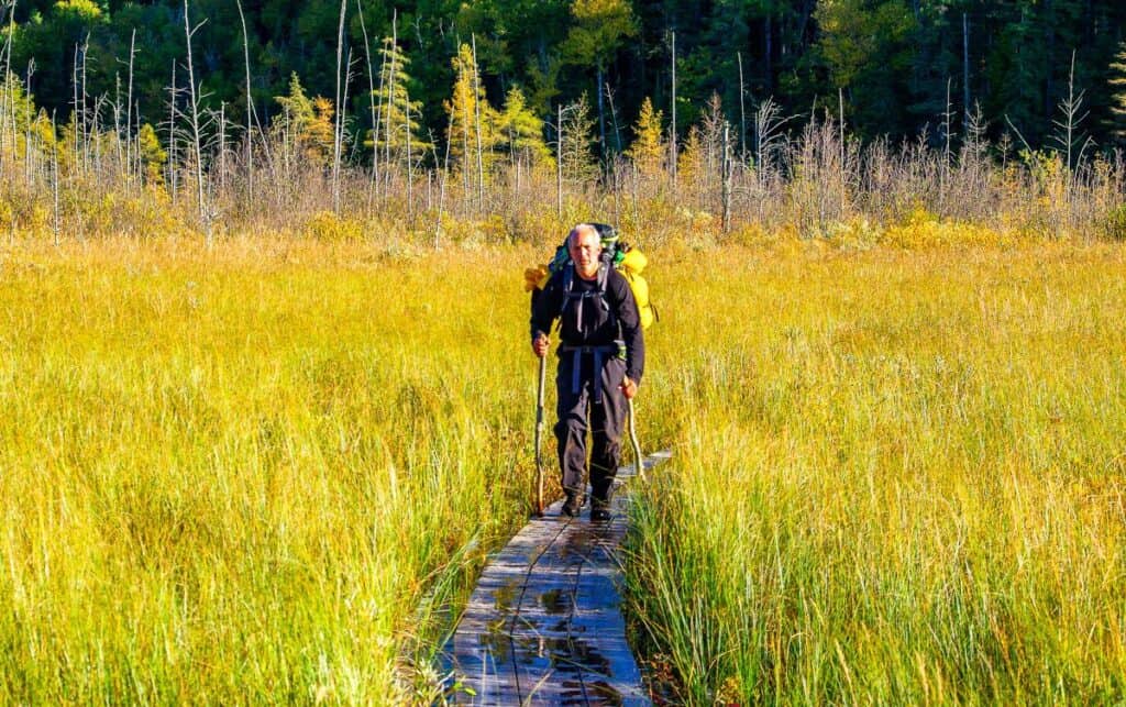 Easy boadwalk hiking near the end of the end of the Pukaskwa Coastal Trail