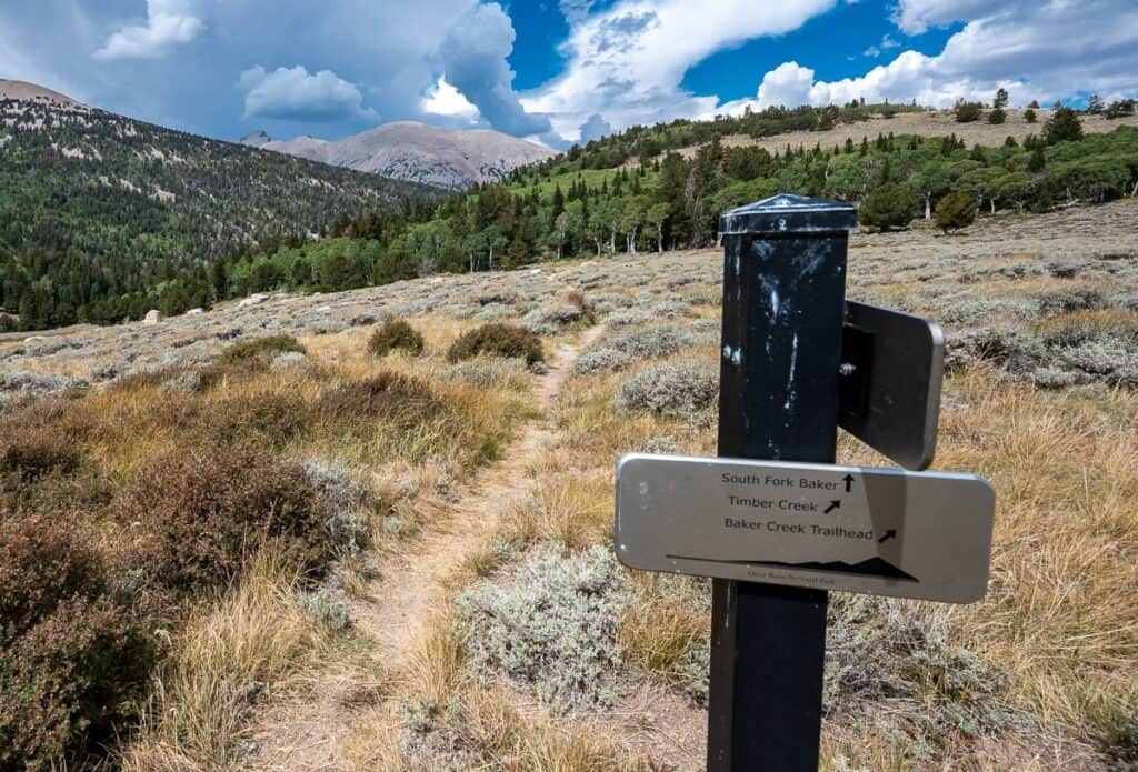 Good signage at all intersections on the Timber Creek Loop hike in Great Basin National Park