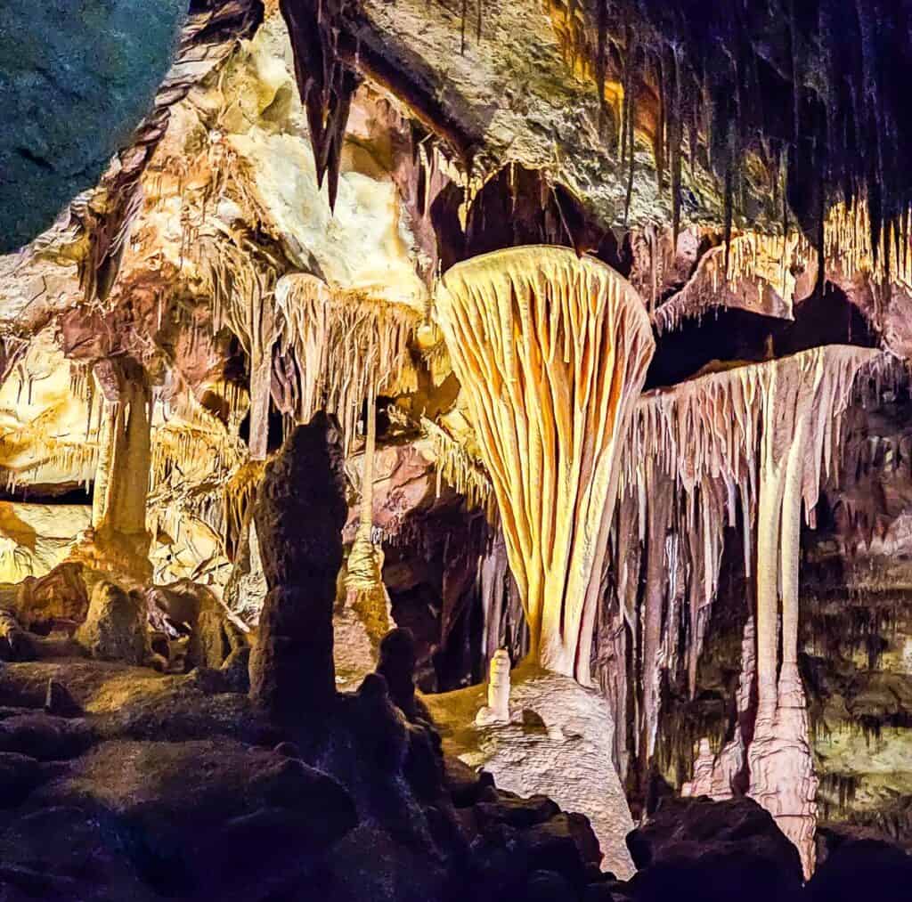 It's another world inside the Lehman Caves in Great Basin National Park where there are upwards of 500 speleothems or cave shields like the round yellow formation above