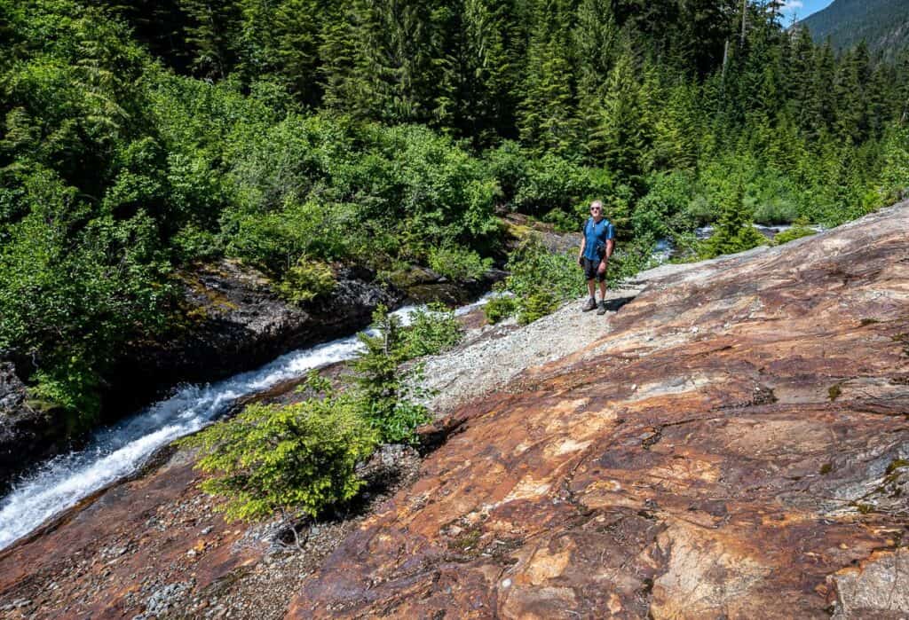 Lots of rusty rock around - and fast, easy hiking on these slabs