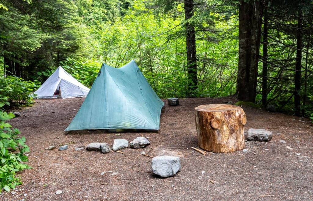 The Gravel Flats Campground around the 9 km mark is more spread out and busier