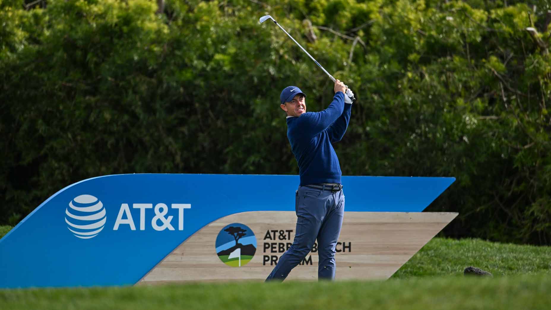2026 AT&T Pebble Beach Pro-Am Thursday tee times: Rory McIlroy plays a shot at Pebble Beach.
