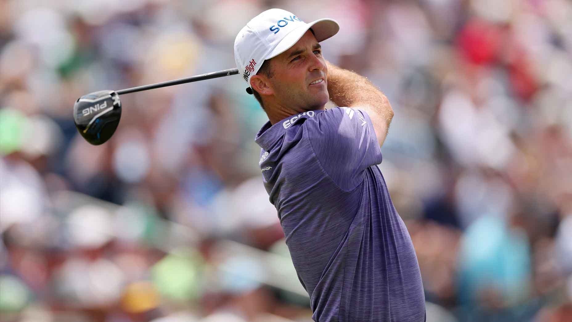 Denny McCarthy hits a tee shot during the 2025 U.S. Open