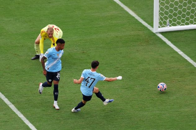 Foden scoring against Juventus
