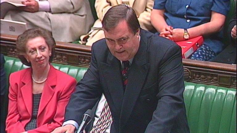 Deputy Prime Minister John Prescott speaking during Prime Minister's Questions in the House of Commons. Prescott takes the place of Prime Minister Tony Blair who is in Northern Ireland for the latest round of peace talks. *Topics raised included the queues for passport and job losses at British Aerospace. June 1999