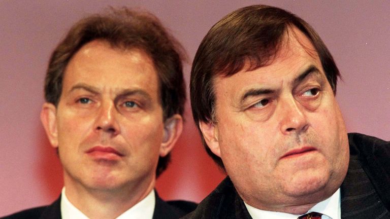 Labour Party leader Tony Blair (left) and deputy leader John Prescott, on stage at the Brighton conference.Oct 1995