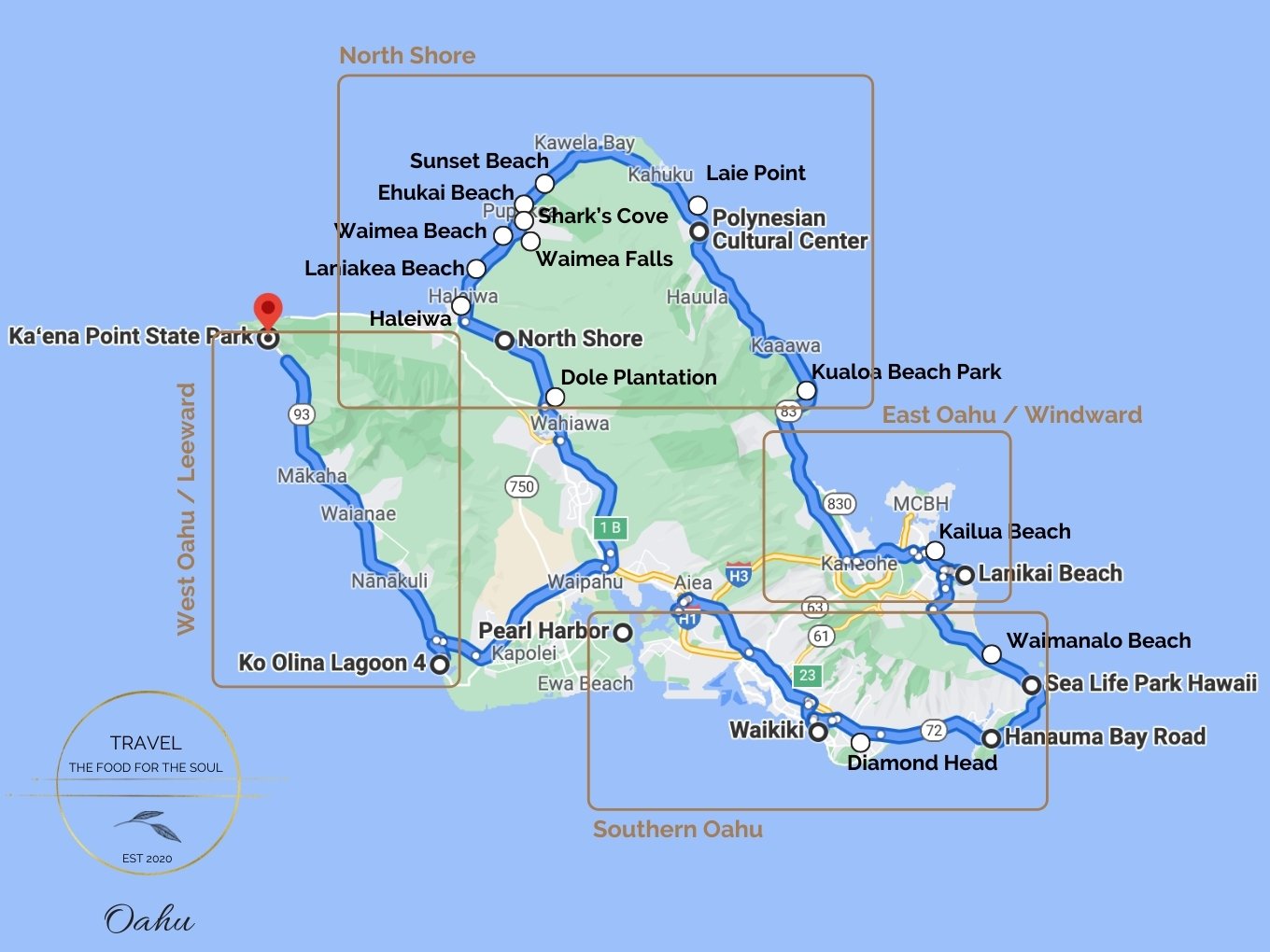 Oahu Attractions Map