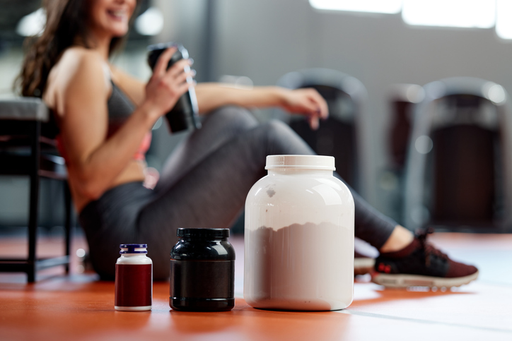 Athlete in Gym with Supplements | Energy Drink Before Workout